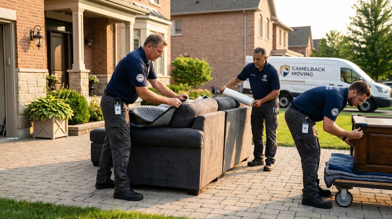 Large estate moving crew wrapping furniture in Greenfield, OH